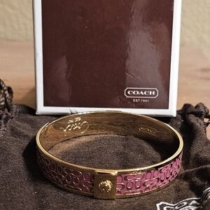 Coach Signature C Pink and Gold Women's Bracelet With Box And Dust Bag EUC